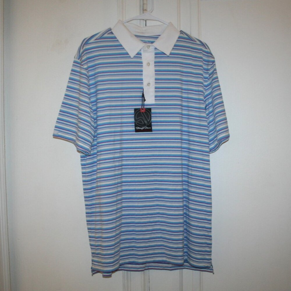 NWT Straight Down Striped Golf Polo Shirt Large